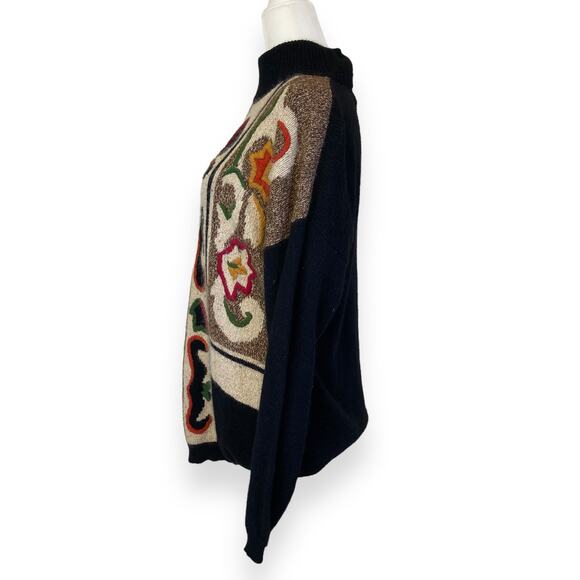 Vintage Santoria Silk Angora Rabbit Hair Blend Sweater Floral Paisley Stripe - Picture 3 of 7